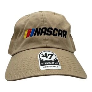 '47 Brand Clean Up NASCAR Hat Cap Beige Tan Strapback Baseball Dad Adjustable